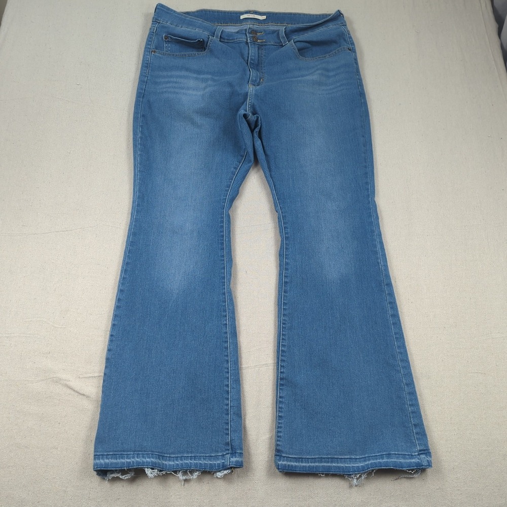 Levis Jeans Womens 34 Blue 726 Flare Stretch Casual Faded Hippie Boho Raw Hem